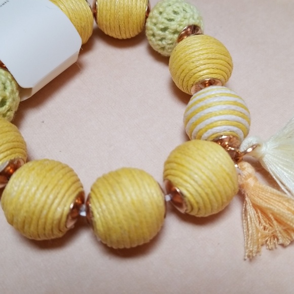 Boho Crochet Ball Bead Tassel Stretch Bracelet - Picture 14 of 16